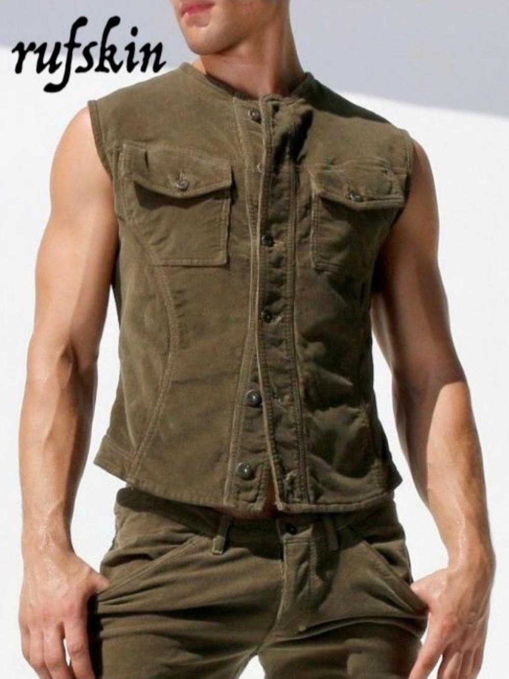 Rufskin Stretch Corduroy Sleeveless Shirt Small/Medium Gently worn RARE sold out